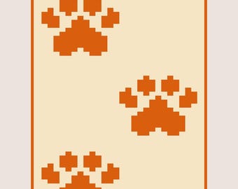 Paw Print Finger Knit Blanket Pattern: Pet Lover Graph (PDF Download)