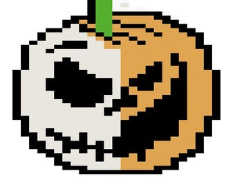 Skull Pumpkin Blanket Graph Pattern | Halloween Finger Knitting PDF | 42x60" Fall Throw