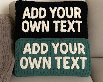 Custom Knit Pillow – Personalized Chenille Yarn, Up to 10 Characters