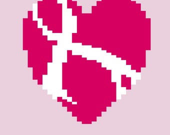 Breast Cancer Awareness Heart Blanket Graph | Finger Knitting Pattern PDF | 51x57"