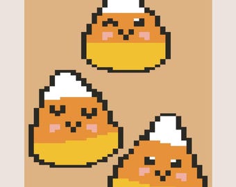 Candy Corn Blanket Graph: Kawaii Halloween Finger Knit Pattern (PDF Download)