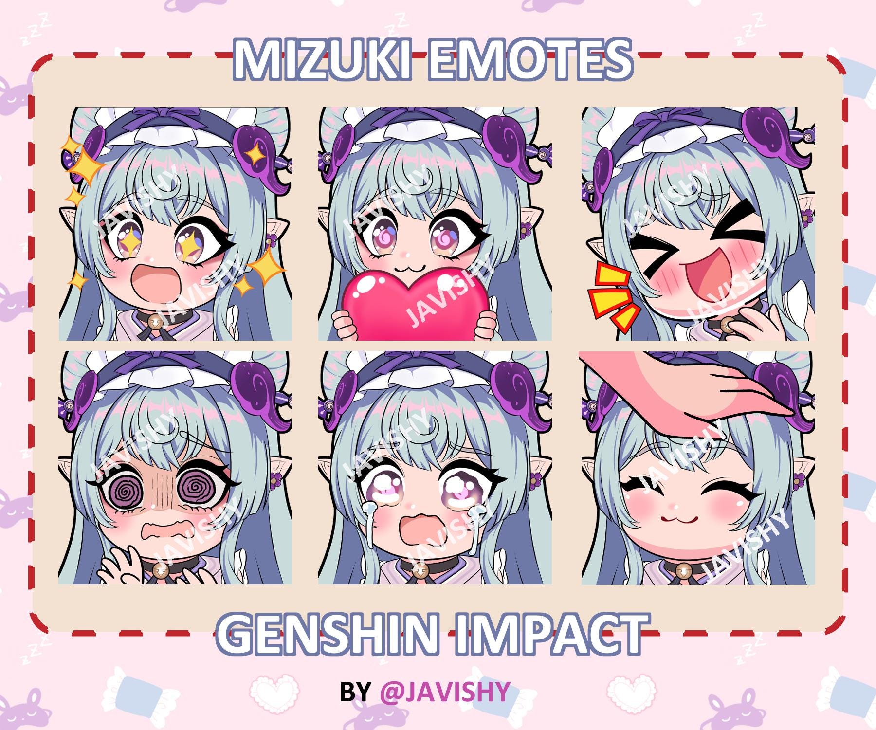 Pack 6 Emotes Chibi Mizuki Genshin Impact - Etsy
