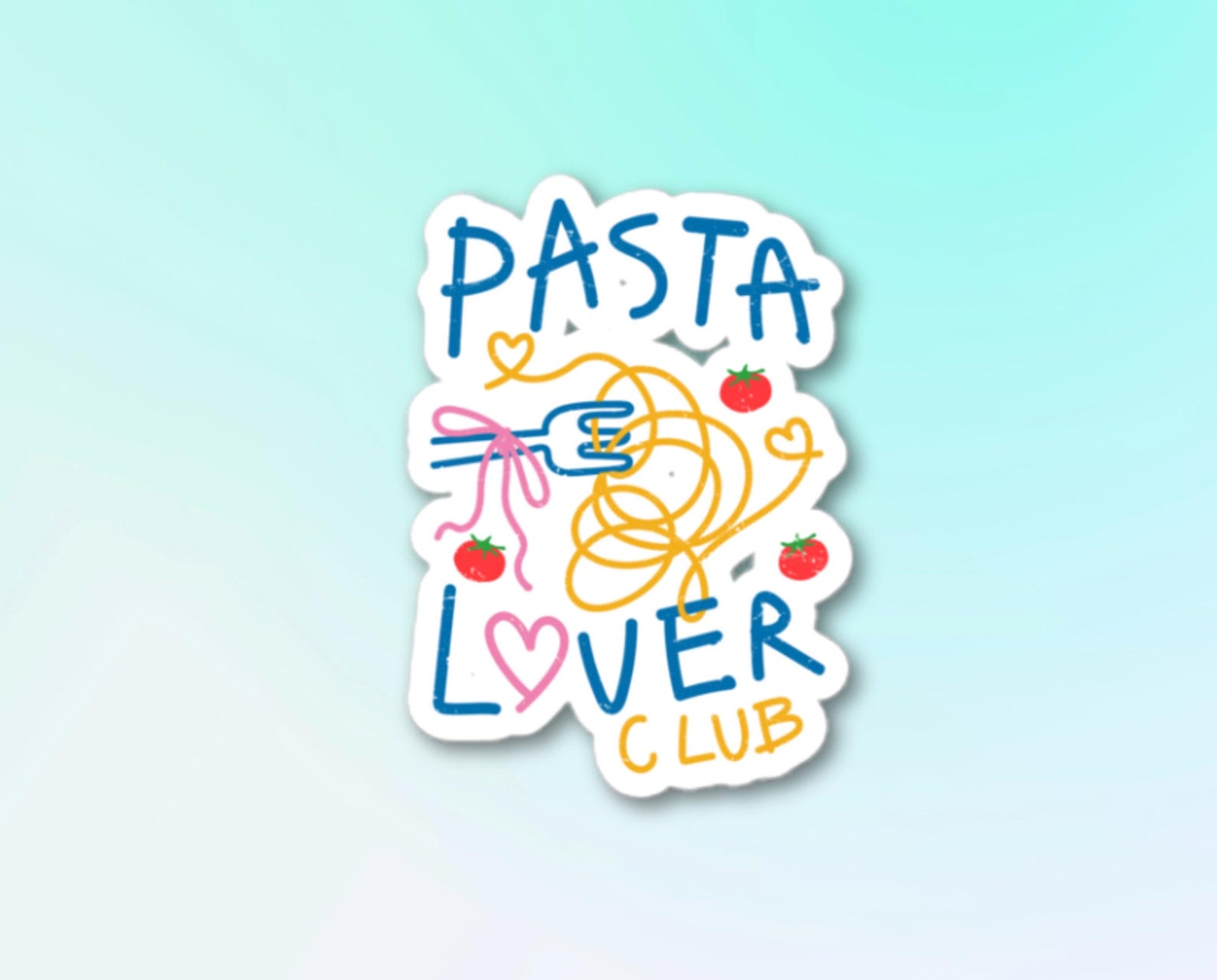 Pasta Sticker Pasta Lover Club Sticker – Cute Aesthetic Foodie Vinyl Decal for Water ...