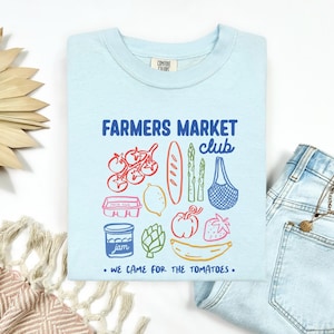 Farmers Market Club Shirt – Cute Food Graphic Tee, Tomato Lover Shirt, Vintage Market Vibes, Comfort Colors Summer T-Shirt
