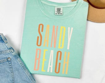 Sandy Beach T-Shirt – Retro Beach Vacation Tee – Summer Aesthetic Shirt – Coastal Graphic Tee