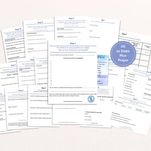 12 Step Worksheet Bundle | Editable Canva Templates | Steps 1–12 Set | Digital Download