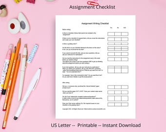 Planificador de tareas para estudiantes (imprimible) – Planificador de estudio en PDF para la escuela y la universidad / Lista de tareas, descarga instantánea / tamaño carta estadounidense, blanco y negro.