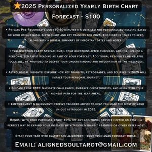 2025 Jahresvorhersage - Personalisierte Geburtshoroskop-Lesung mit 2 Frage-Tarot-Spread