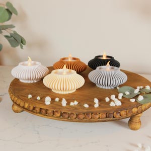 Artisan Tealight Holders | Modern Fluted Design | Premium Home Decor | Handcrafted Set of 2 | Sustainable PLA