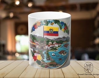 Ecuador Magic Mug: Heat Change Embroidered-Style Souvenir Cup
