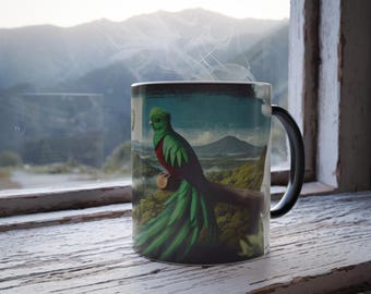 Guatemalan Quetzal Heat-Sensitive Mug: Tikal and Culture-Inspired 11oz Coffee Cup