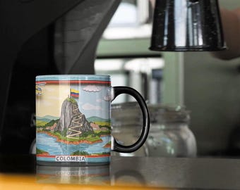 Colombian Magic Mug: Heat Sensitive Coffee Cup with Helicopter & Mountains