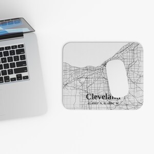 Cleveland Map Mauspad, Rechteck, elegantes Dekor für den Arbeitsplatz, Geschenk für Reisende, Geographisches Büro Accessoire