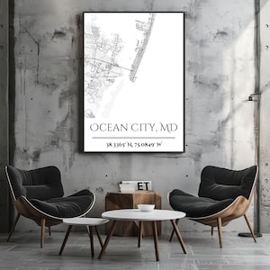 Ocean City, MD Foam Board Art | Minimalist Map Decor, Wall Hanging, Home Office Decor, Gift for Ocean Lovers, Travel Keepsake