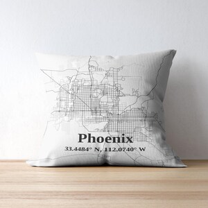 Taie d'oreiller carte du phénix - Décoration d'intérieur et cadeau, élégant, personnalisé, idéal pour une pendaison de crémaillère, design moderne, souvenir de voyage
