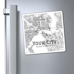 Custom City Map Magnet: Personalized Location Gift