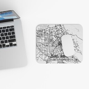 San Jose Karte Mauspad | Personalisiertes Schreibtischzubehör, Stadtkarte, Geschenk für Studenten / Profis, Hausdekor, rechteckige Maus
