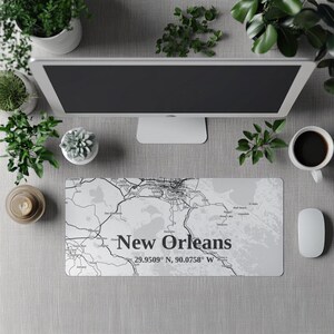 New Orleans Schreibtischmatte, Home-Office-Dekor, Karte Schreibtischunterlage, Reisegeschenk, Lernmatte, moderne Arbeitsplatzmatte