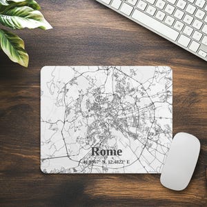 Elegante Rom Karte Maus Pad - Einzigartige Büro Dekoration, Geschenk für Reisende, Home Office Accessoire, Geographie Liebhaber Geschenk. Rechteck Mousepad