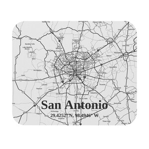 Personalisierte San Antonio Karte Mauspad, ideales Geschenk für Texas Liebhaber, Bürodekoration, Arbeitsplatzzubehör, Housewarming Geschenk, einzigartige Karten