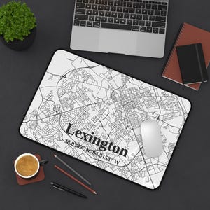 Lexington Kentucky Luftbild Straßenkarte Schreibtischmatte Minimalistisches Schwarz, Weiß Stadt Gitter Mausunterlage für Büro, Gaming-Einstellungen