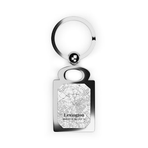 Lexington Metal City Keychain with Custom Map Keyring | Kentucky Souvenir Gift