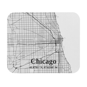 Chicago Karte Mauspad | Geometrische Schreibtisch Accessoires für Großstadt Liebhaber, Büro Dekor, Geschenk für Chicagoer, Urban Style