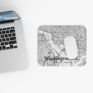 Washington D.C. Skyline-muismat, aangepaste bureaumat stad, gepersonaliseerd kantoorcadeau, souvenir Capitool, Washington DC-bureauaccessoire