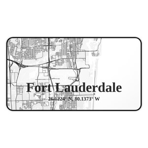 Fort Lauderdale Schreibtischmatte, personalisiertes Bürozubehör, benutzerdefinierte Karte Liebhaber Geschenk für Geographen, Home-Office-Dekor, Mauspad, Schreibtischunterlage,