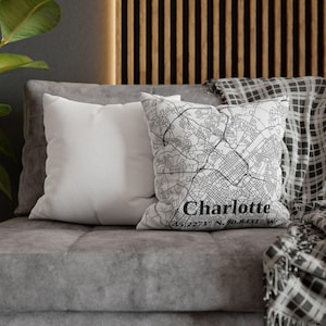Capa de Almofada Charlotte Personalizada Capa de Almofada Charlotte Charlotte Carolina do Norte Decoração de Casa Capa de Almofada Charlotte City