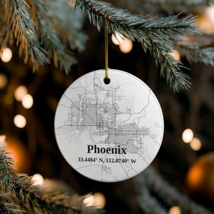 Phoenix City Map Ornament: Ceramic Christmas Tree Decoration, Arizona Gift