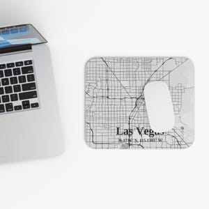 Tapis de souris de carte de Las Vegas | Décoration de bureau unique, cadeau personnalisé pour les joueurs, les amateurs de voyage, la maison ou le bureau, tapis de souris rectangulaire