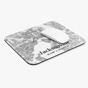 Jacksonville Map Mauspad, Schreibtischdekor, personalisiertes Computerzubehör, benutzerdefinierte Geographische Kunst, rechteckiges Mousepad