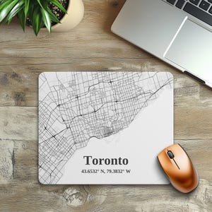 Toronto Karte Mauspad, künstlerisches Schreibtischzubehör, einzigartiges Geschenk für Geographen, Haus Büro Dekor, anpassbar für jede Stadt - rechteckige Maus