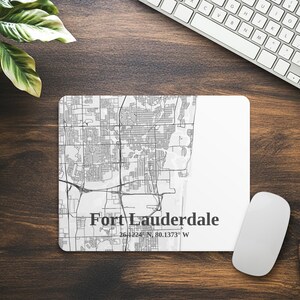 Fort Lauderdale Map Mauspad, Stilvolles Schreibtischzubehör, einzigartiges Geschenk, Geographisches Dekor, personalisierte Bürodekoration