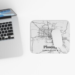 Tapis de souris personnalisé carte de Phoenix, cadeau unique pour les amateurs de Phoenix, décoration de bureau à domicile, accessoire de bureau personnalisé, décoration géographique