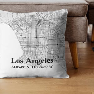 Kussensloop kaart Los Angeles: modern zwart-wit decor
