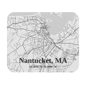 Nantucket Map Mauspad, personalisiertes Schreibtischzubehör, einzigartiges Geschenk für Reisende, niedliches Bürodekor, ideal für Zuhause oder die Arbeit