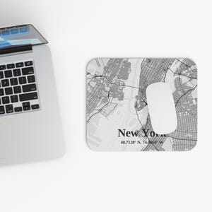New York City Map Mauspad, Einzigartiges Schreibtischzubehör, personalisiertes Geschenk für das Büro, moderne Dekoration, Computermatte, stilvoll