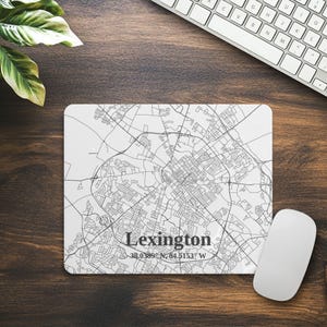 Individuelle Lexington Karte Maus Pad, personalisierte Schreibtisch Accessoire, Büro Geschenk, Geographie Liebhaber, einzigartiges Wohnkultur - Rechteck Mausmatte, Schreibtisch