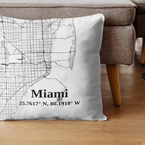 Miami Pillow Cover Personalized Miami Throw Pillow Cover Miami Florida Home Decor Miami City Pillow Case