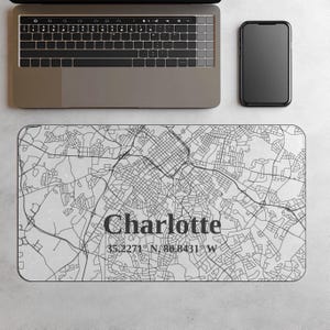 Charlotte Stadtplan Schreibtischunterlage, Landkartendesign, Landkarte für Sie und Ihn, Landkarte für Sie und Ihn, Landkarte für Sie und Ihn