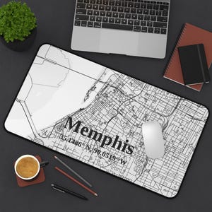 Memphis Map Schreibtischmatte - Individuell angefertigtes Büro Dekor, Schreibtisch Accessoire, Geographisches Geschenk, Geographischer Schreibtisch