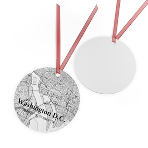 Metall Ornamente, Washington DC Stadt Karte Personalisierte Urlaub Dekor, Benutzerdefinierte Weihnachtsbaum Ornament, Einzigartiges Geschenk für Reisende, Washington D