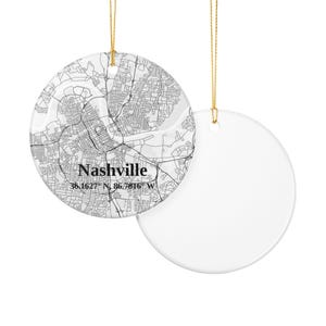 Nashville Keramik Ornament Black and White Map Weihnachtsdekor