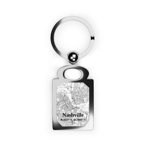 Nashville Metal City Keychain Custom Map Keyring Personalized Travel Souvenir Gift