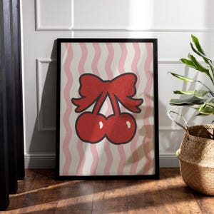 Kirsch Schleife Print: Kawaii Kokette Zimmer Dekor (Digitaler Download)