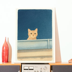 Orange Cat Wall Art Printable, Ginger Cat Poster, Cute Cat Print Digital Download, Pet Lover Gift, Tabby Cat Illustration, Cat Nursery Decor