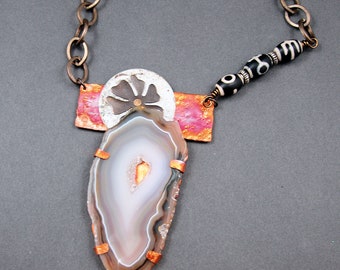 Statement one of a kind geode necklace by Mary Heuer