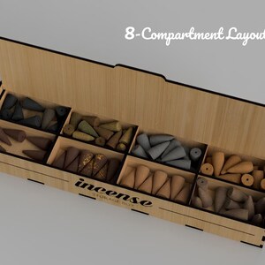 Caja modular para guardar incienso (archivos de corte láser SVG DXF Lightburn) / Organizador de varitas y conos